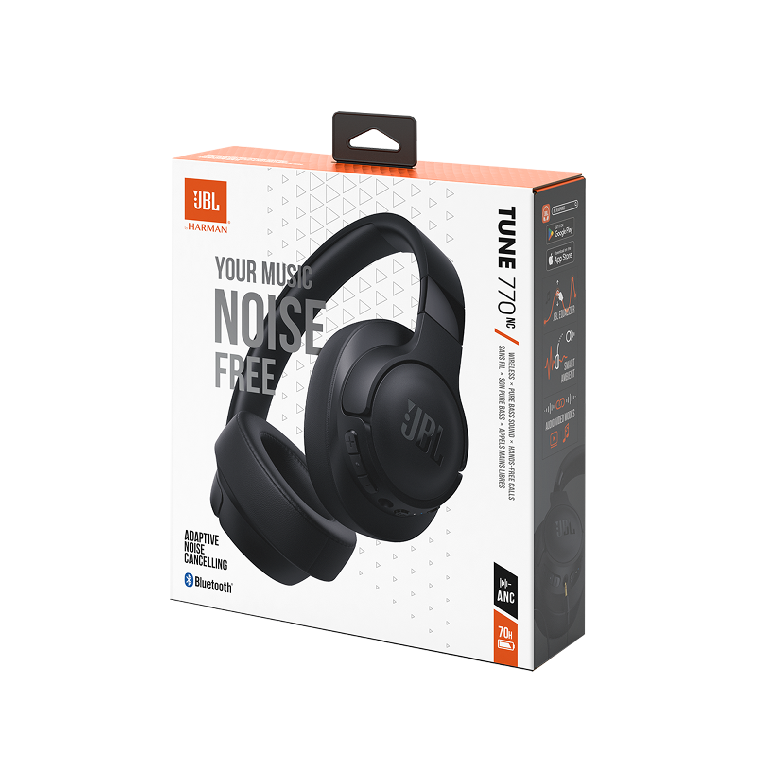 JBL Tune 770NC - Black - Adaptive Noise Cancelling Wireless Over-Ear Headphones - Detailshot 10